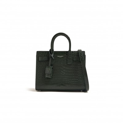YSL BABY SAC DE JOUR CROC EMBOSSED DARK GREEN 392035DND1N3045 (22*18*10.5cm)